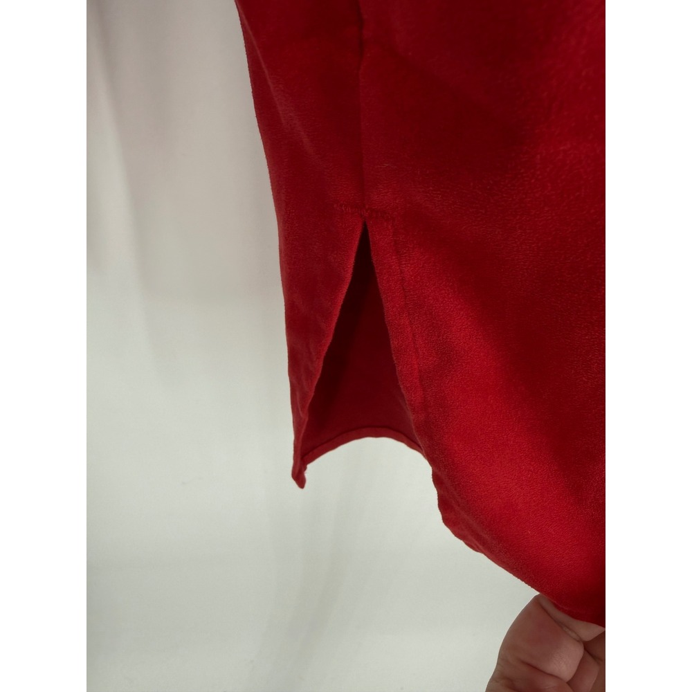 NEW Chico's Design Button Down Women 3 Cardinal Red Faux Suede Long Sleeve Top - Picture 4 of 7